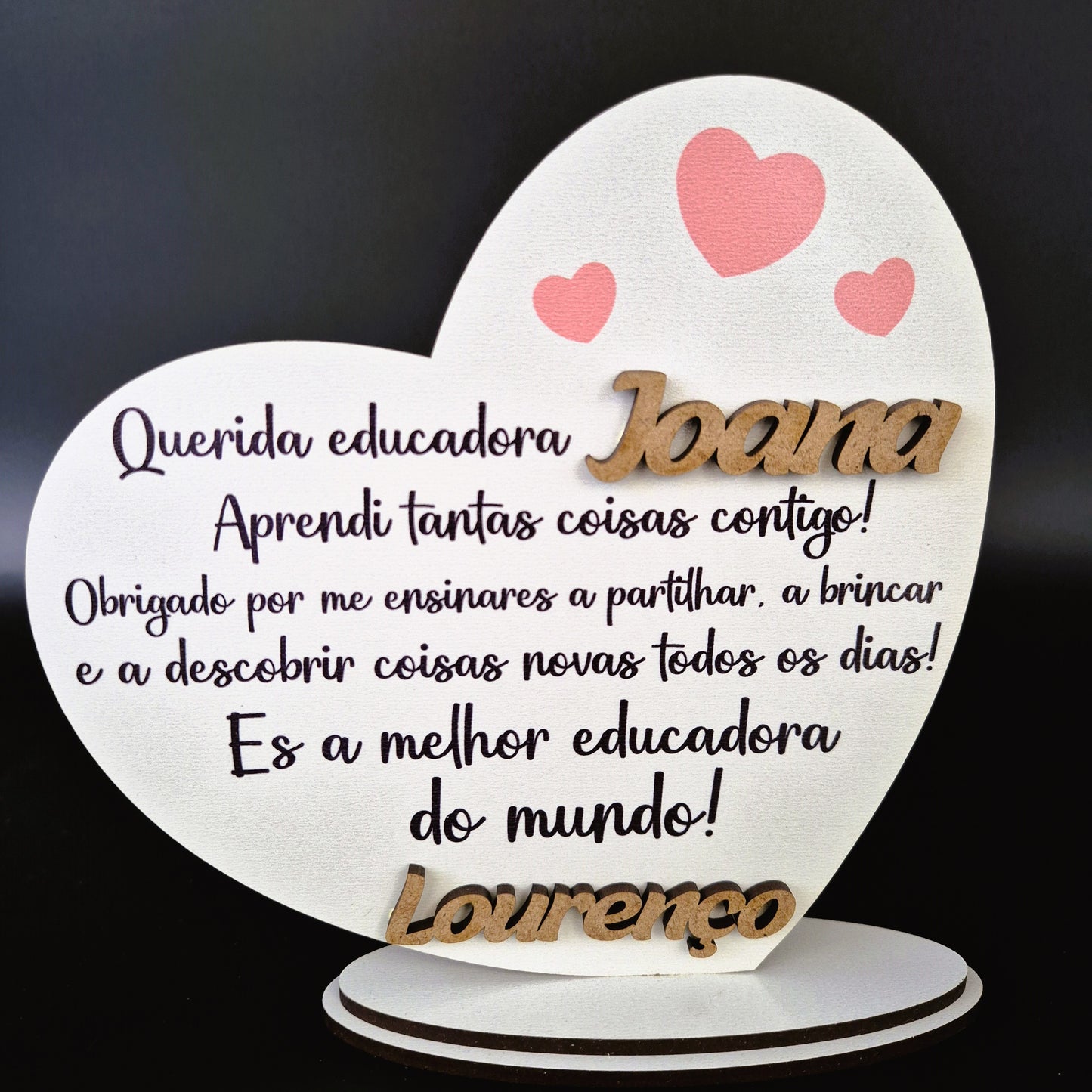 Lembrança Professores, Educadores, Auxiliares - Coração