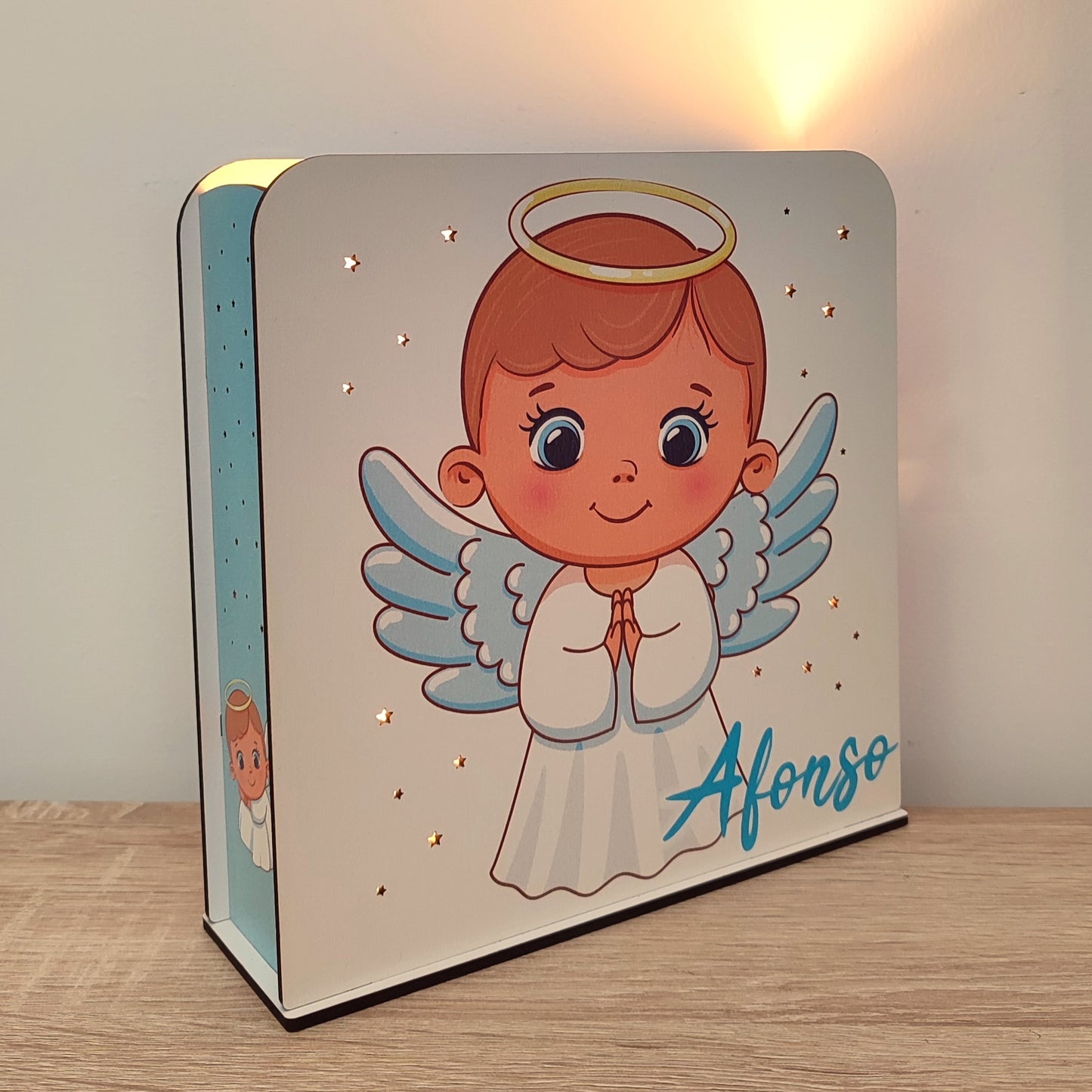 Luz de presença personalizada - Anjinho da Guarda Azul