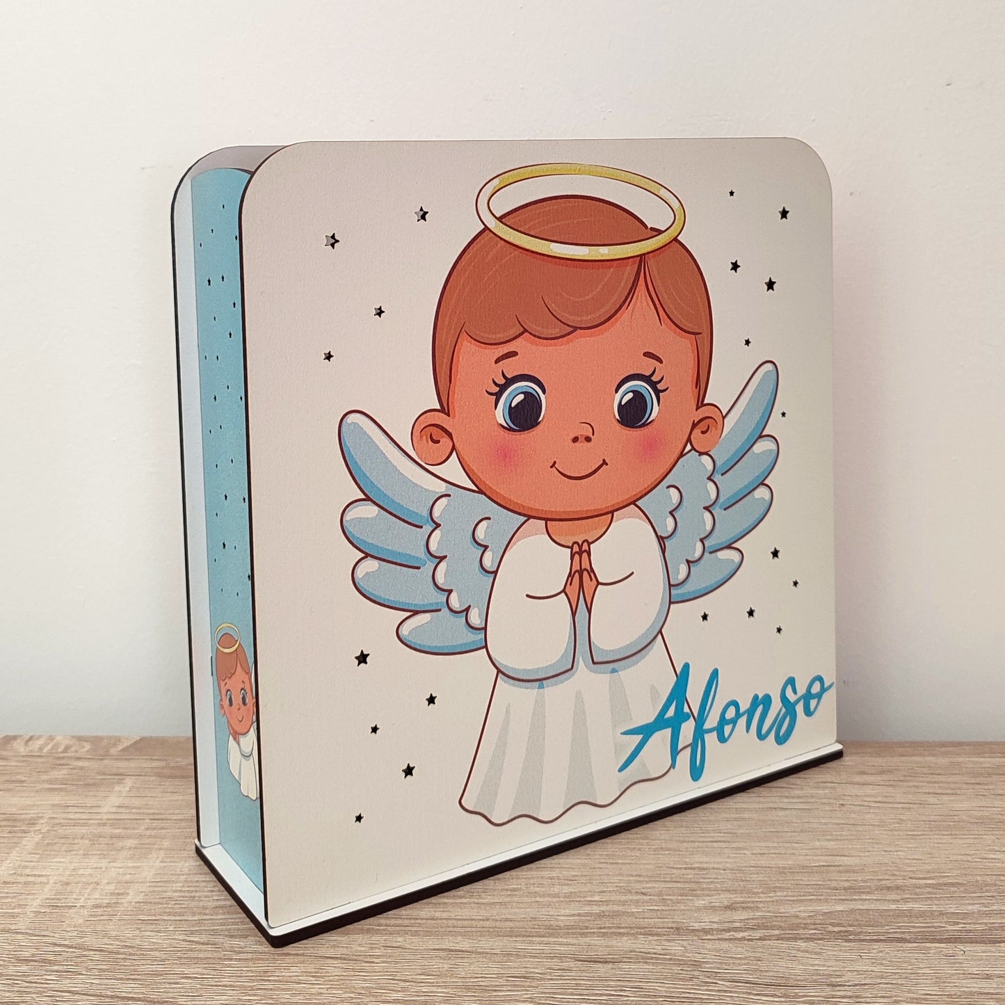 Luz de presença personalizada - Anjinho da Guarda Azul