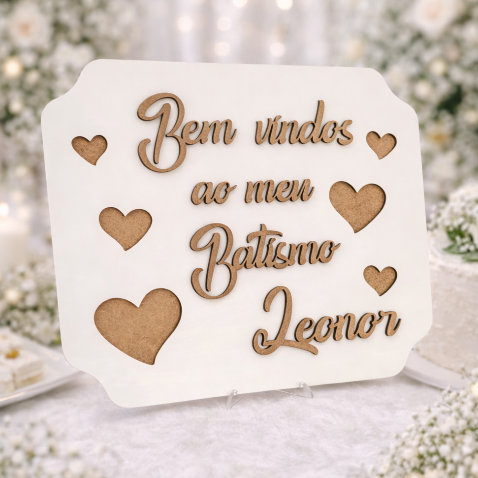 Lembranças Batismo - Placa de Boas Vindas