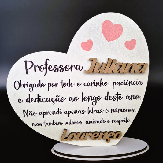 Lembrança Professores, Educadores, Auxiliares - Coração