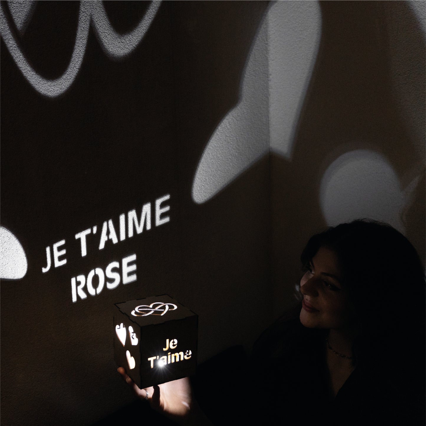 Message personnalisé projeté Je t’aime