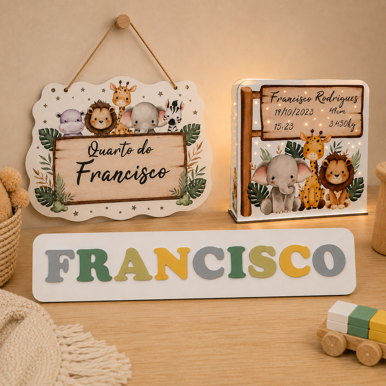 Luz de noche personalizada - Fecha de nacimiento - Jungla