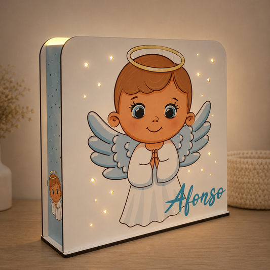 Luz de presença personalizada - Anjinho da Guarda Azul
