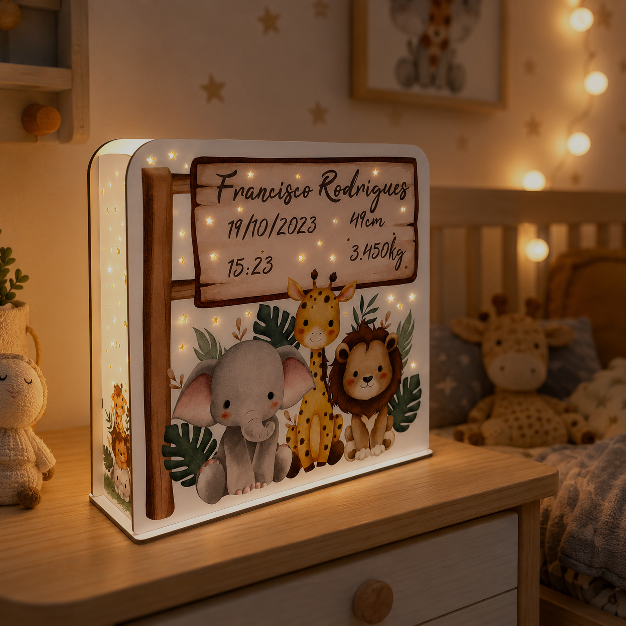 Luz de noche personalizada - Fecha de nacimiento - Jungla