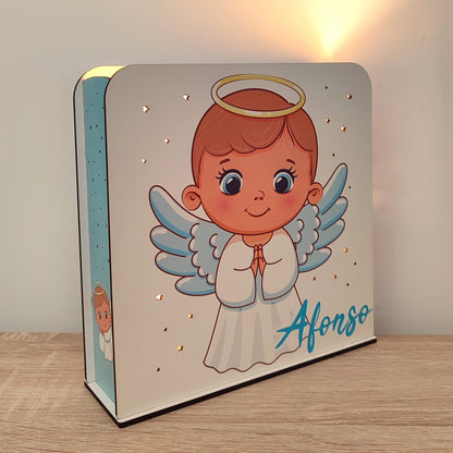 Luz de presença personalizada - Anjinho da Guarda Azul