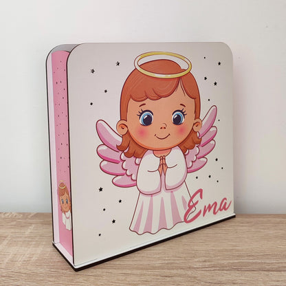 Luz de presença personalizada - Anjinho da Guarda Rosa